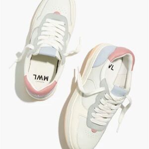 Madewell White, Gray, and Pink Sneakers